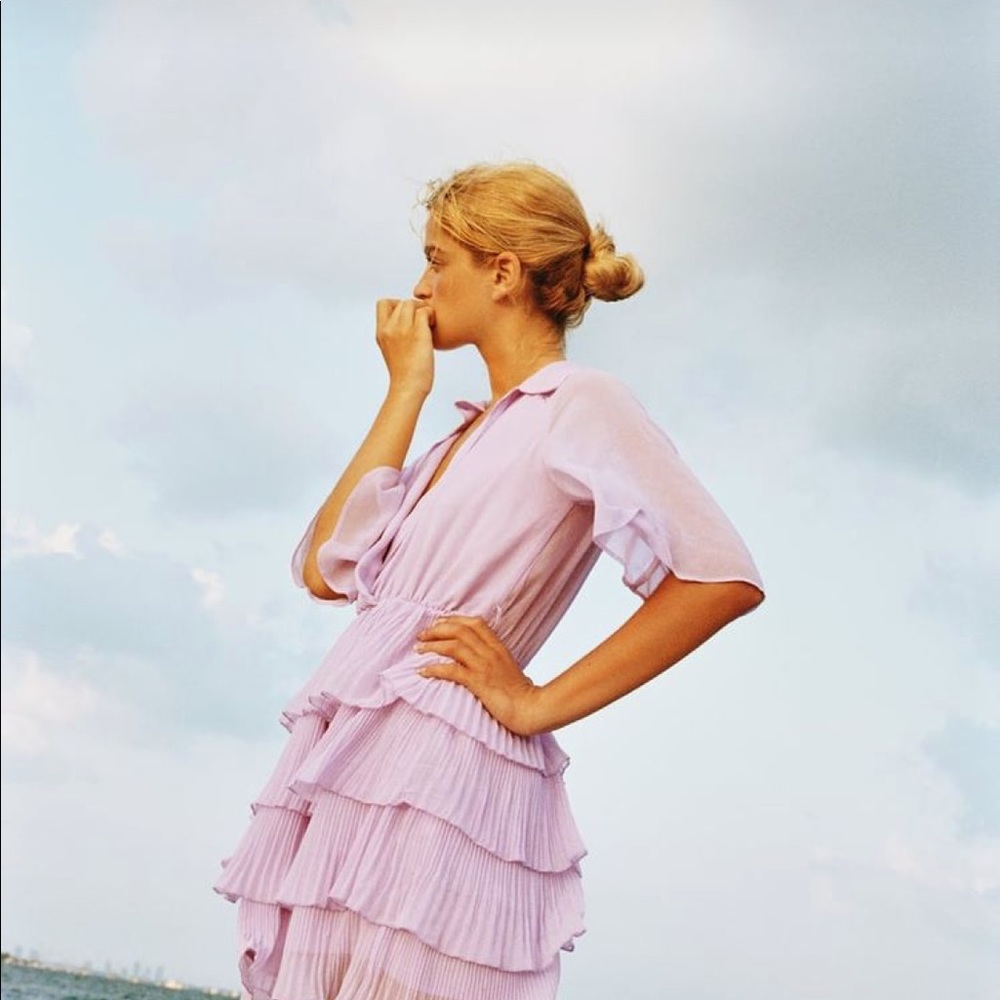 Zara lilac pleated dress